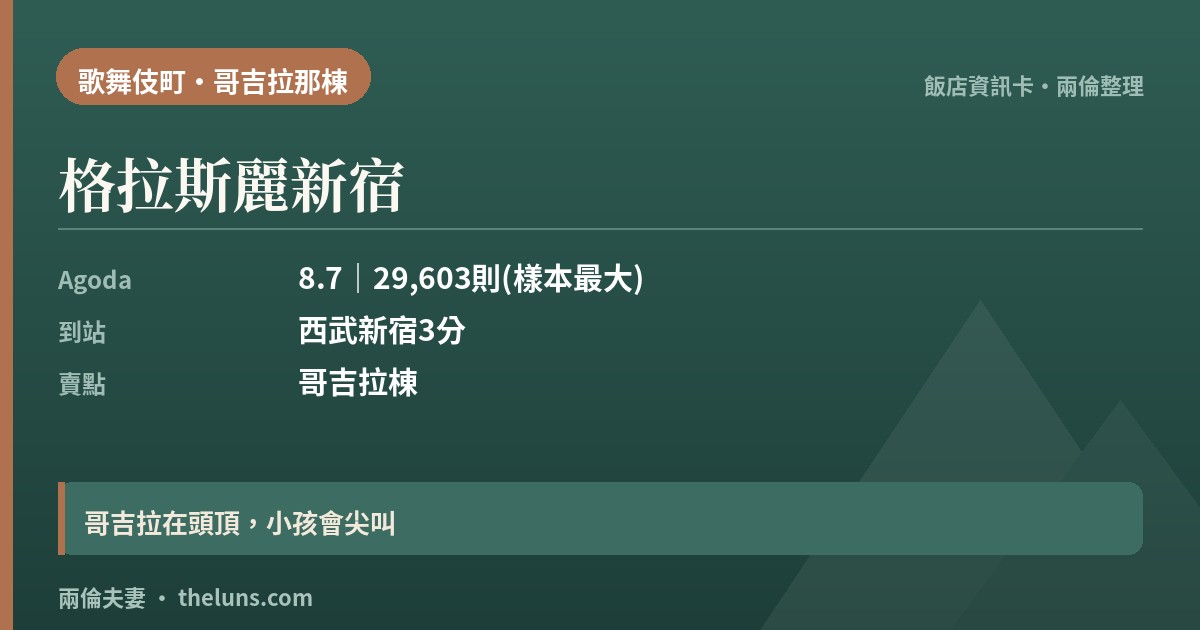 格拉斯麗新宿｜資訊卡（兩倫整理，非實拍）