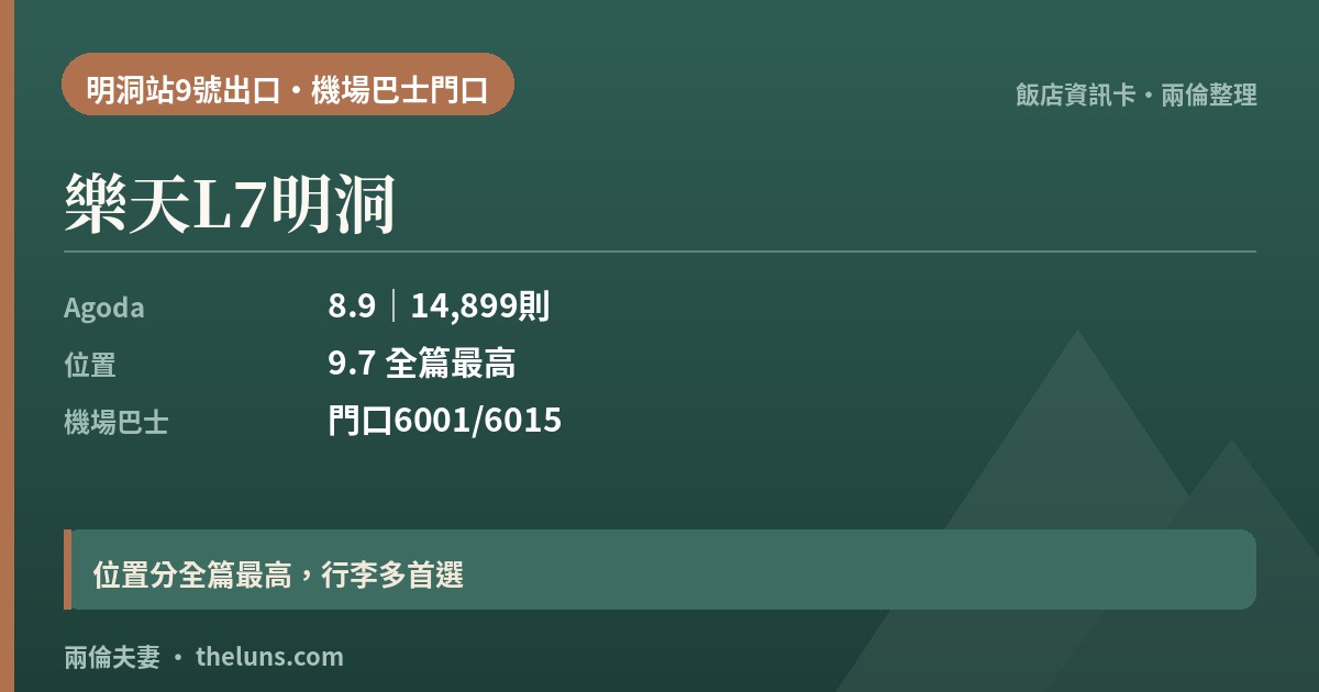 樂天L7明洞｜資訊卡（兩倫整理，非實拍）