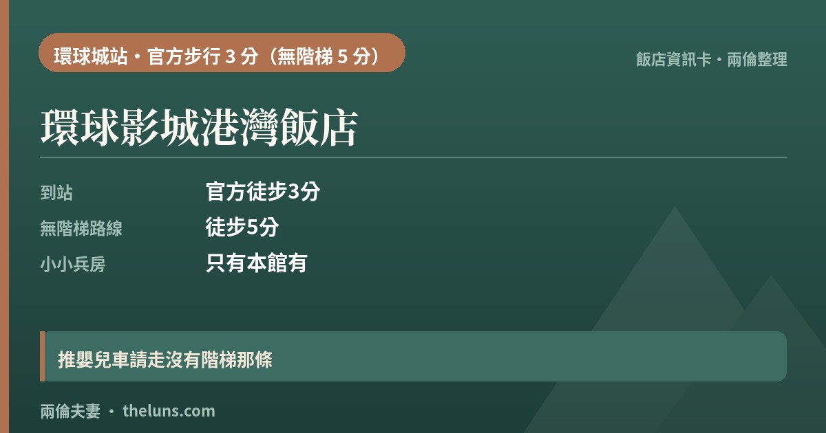 環球影城港灣飯店|資訊卡(兩倫整理,非實拍)