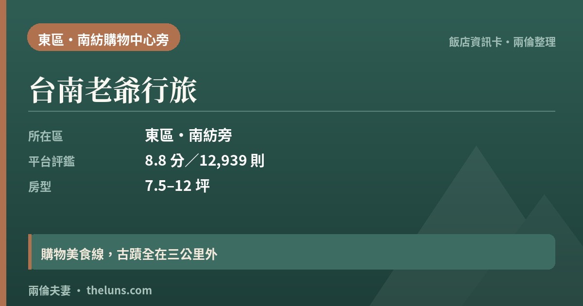 台南老爺行旅｜台南自由行住宿