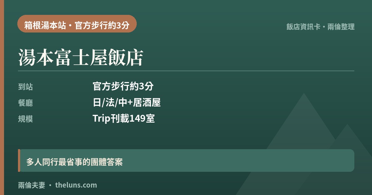 湯本富士屋飯店｜資訊卡（兩倫整理，非實拍）