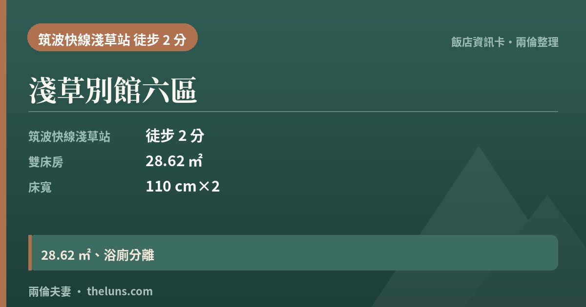 淺草別館六區｜資訊卡（兩倫整理，非實拍）
