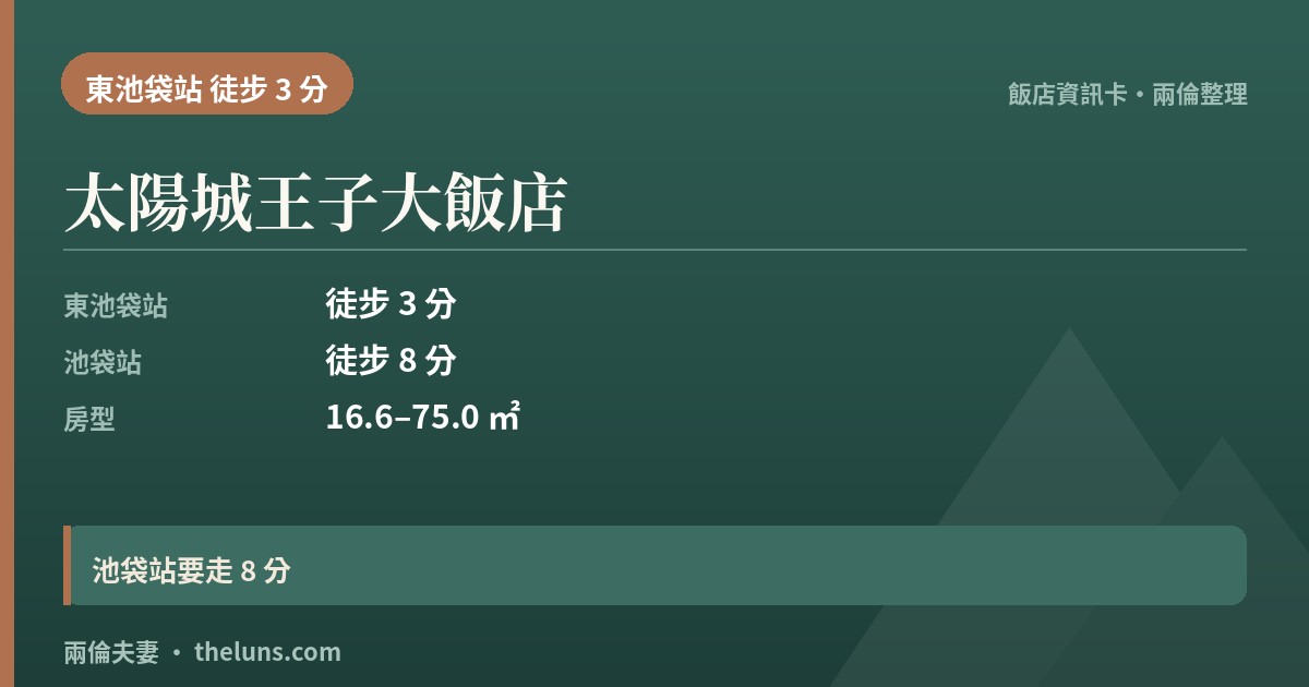 太陽城王子大飯店｜資訊卡（兩倫整理，非實拍）